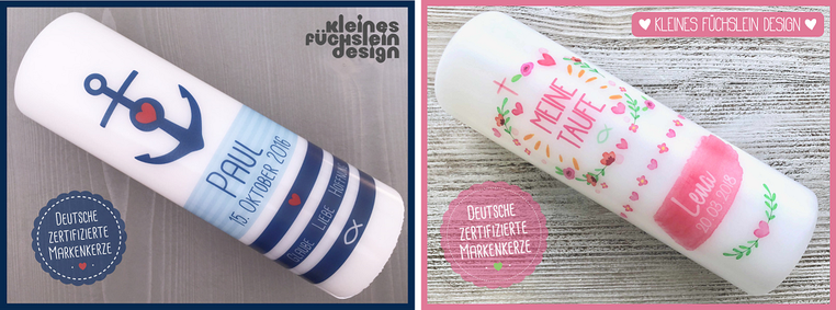 Geschenkidee Taufkerze blau rot